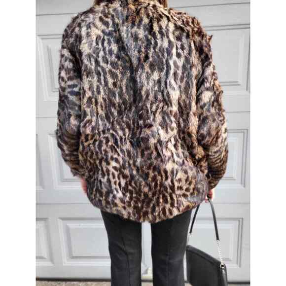 Vintage Jackets & Blazers - Fur Jacket Vintage Large POLO NORTE Leopard Cheetah Rabbit Jacket